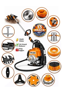 Dragro German DRG-13 + Sırt Tipi Benzinli Ot Çalı Çim Biçme Tırpanı + Full Set Hediyeli